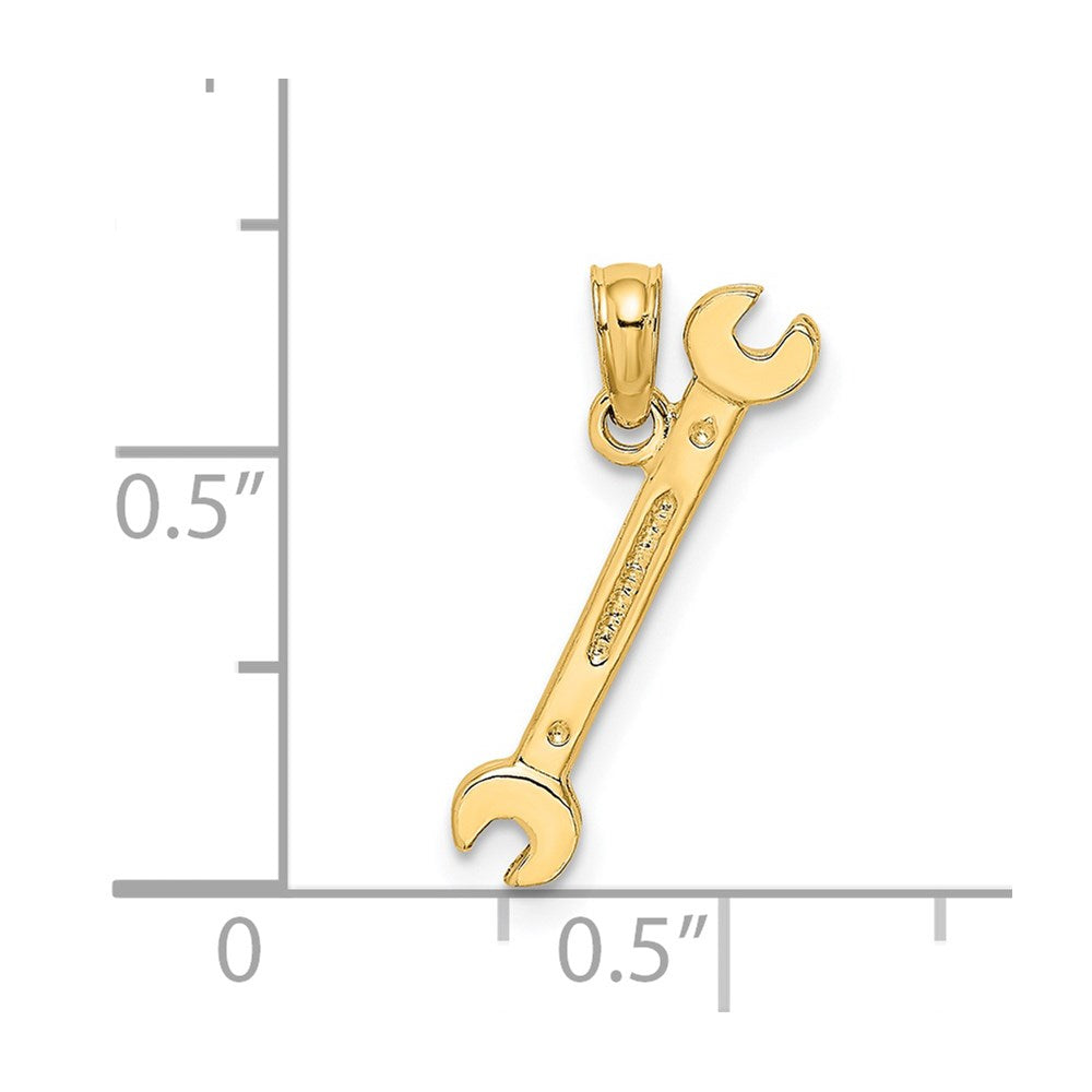 14k Yellow Gold 4.2 mm 3-D Double Open-Ended Wrench Charm (0.81 grams)