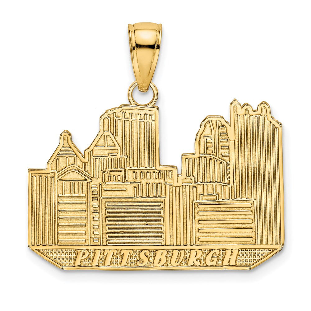 14k Yellow Gold 24.85 mm Pittsburgh Skyline Charm (2.29 grams)