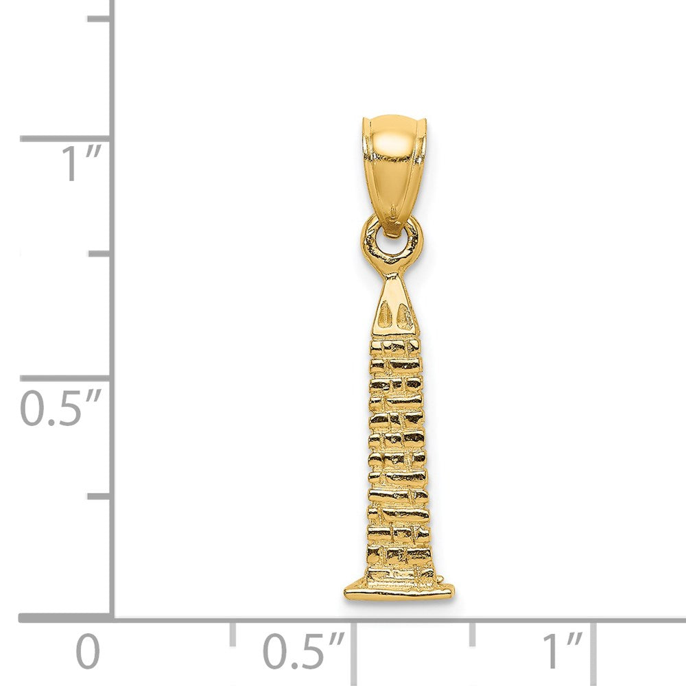 14k Yellow Gold 5.9 mm 3D Washington Monument Charm (2 grams)