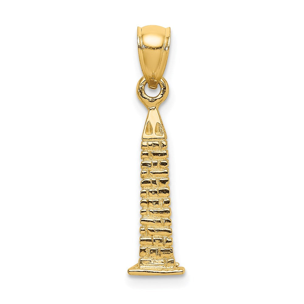 14k Yellow Gold 5.9 mm 3D Washington Monument Charm (2 grams)
