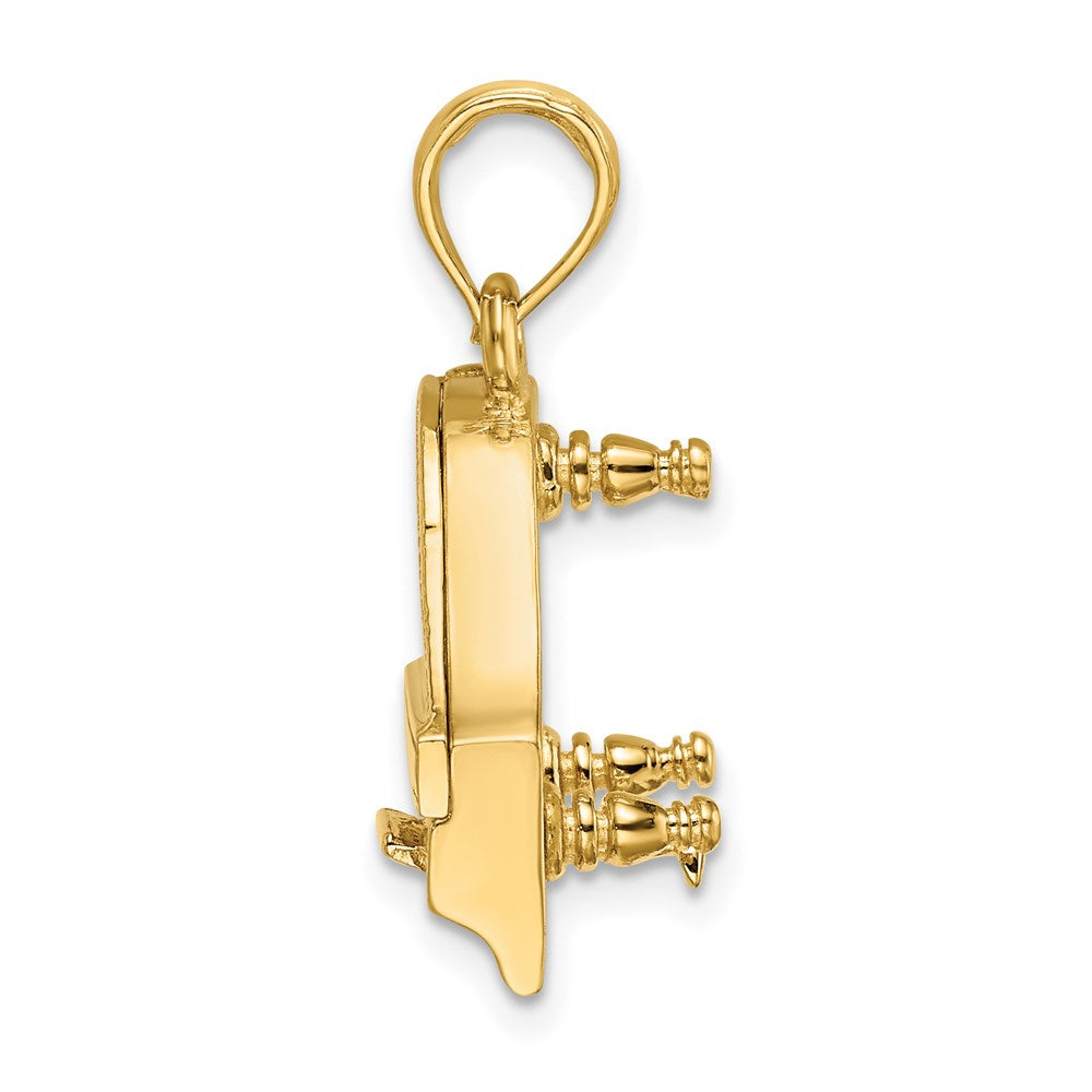 14k Yellow Gold 11.35 mm 3-D Grand Piano Top Opens Charm (4.02 grams)
