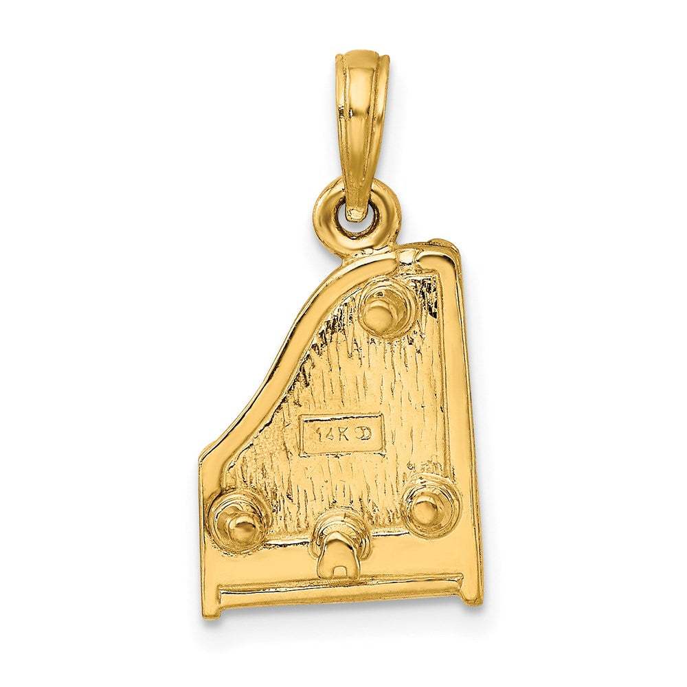 14k Yellow Gold 11.35 mm 3-D Grand Piano Top Opens Charm (4.02 grams)
