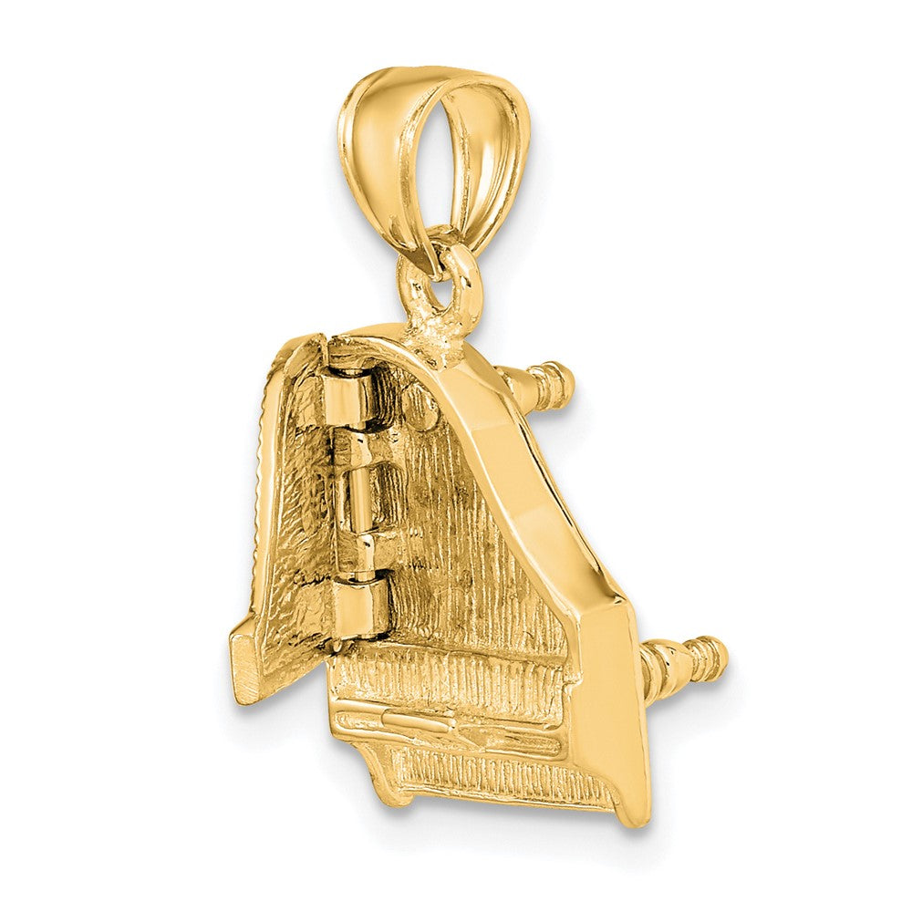 14k Yellow Gold 11.35 mm 3-D Grand Piano Top Opens Charm (4.02 grams)