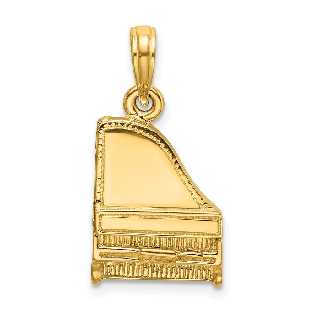 14k Yellow Gold 11.35 mm 3-D Grand Piano Top Opens Charm (4.02 grams)
