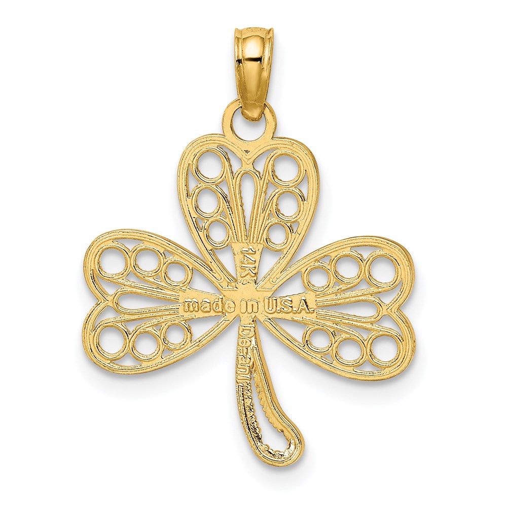 14k Yellow Gold 18.6 mm Filigree 3-Leaf Clover Charm (0.94 grams)