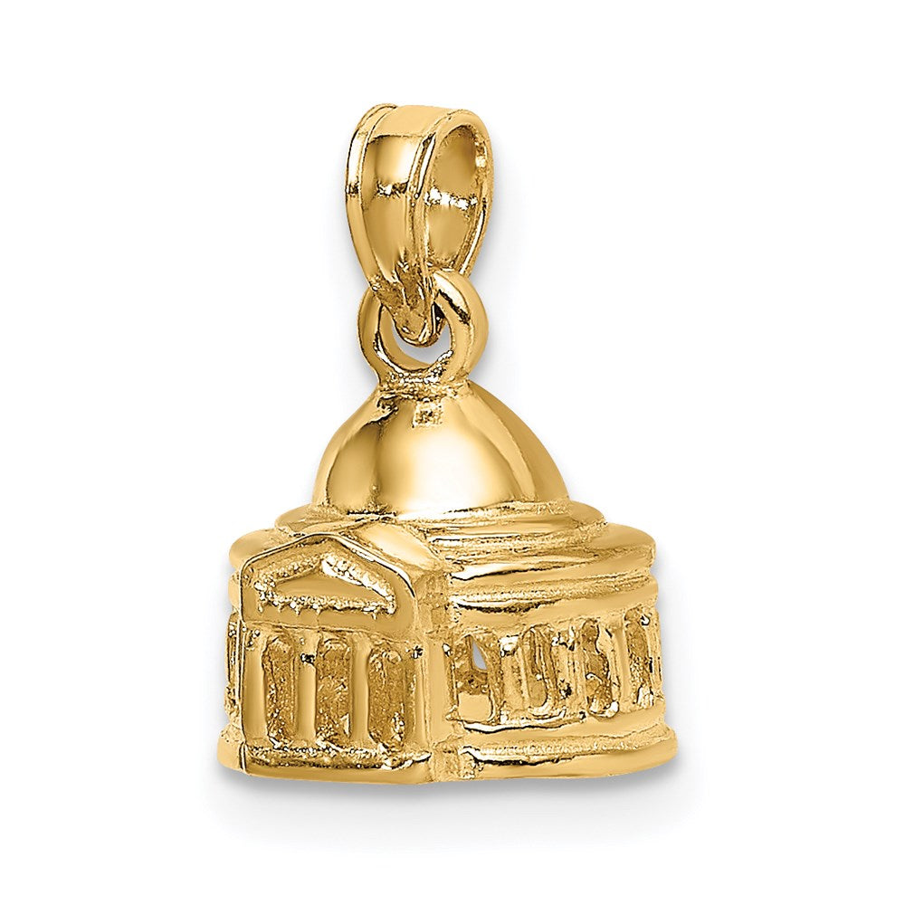 14k Yellow Gold 10.4 mm 3D Jefferson Memorial Building Washington Charm (1.94 grams)