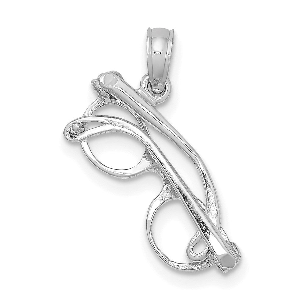 14k White Gold 18.5 mm 3-D Moveable Glasses Charm (1.01 grams)