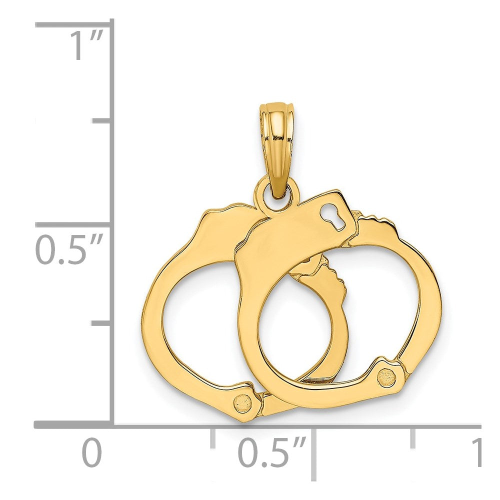 14k Yellow Gold 13.95 mm 2-Piece Handcuffs Charm (1.59 grams)