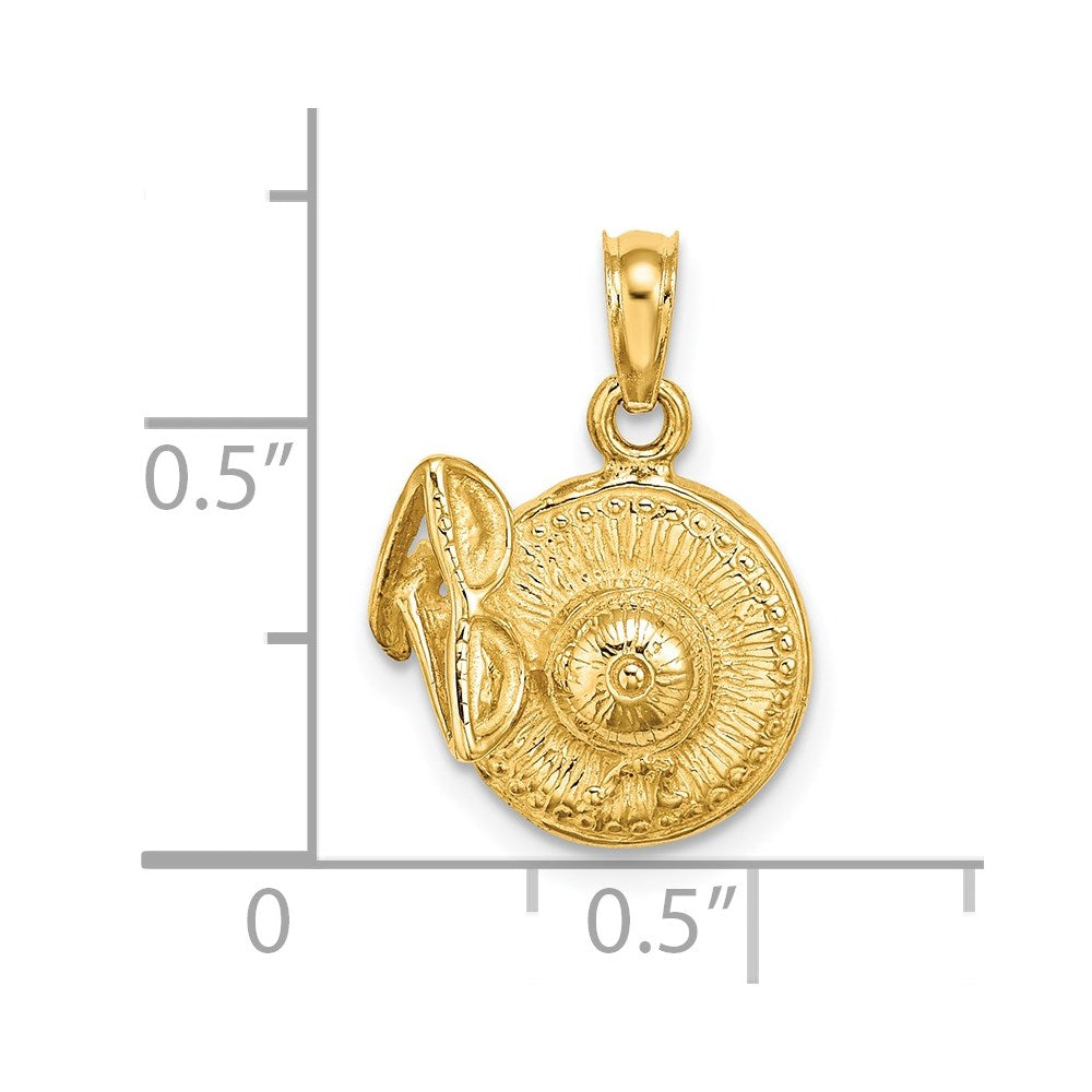 14k Yellow Gold 30.76 mm 3-D Sunhat w/ Sunglasses Charm (1.99 grams)