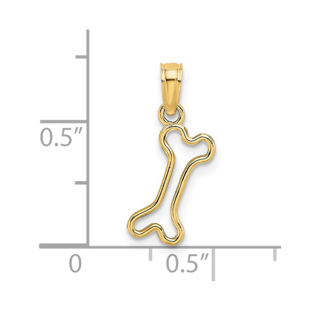 14k Yellow Gold 5.8 mm Cut-Out Polished Mini Dog Bone Charm (0.31 grams)