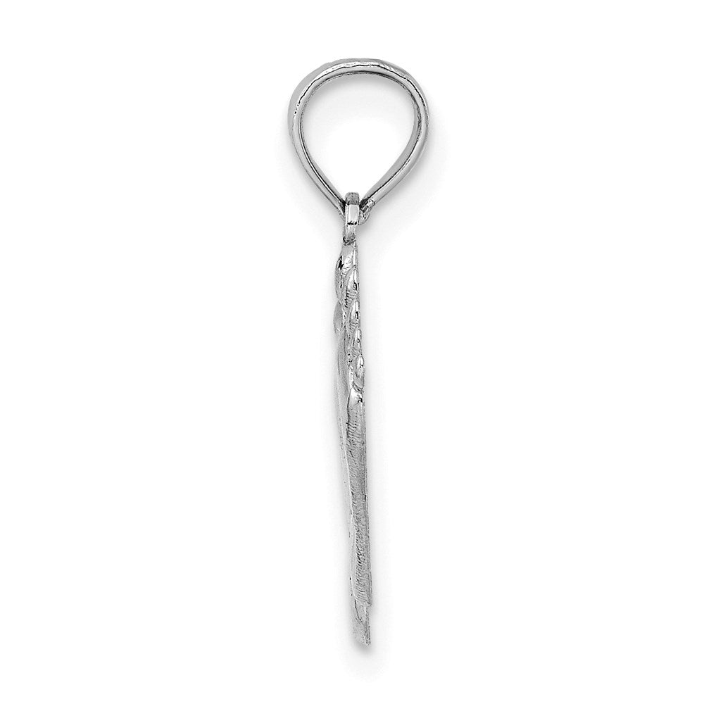 14k White Gold 12.46 mm Double Feet Hang Ten Style Charm (0.84 grams)