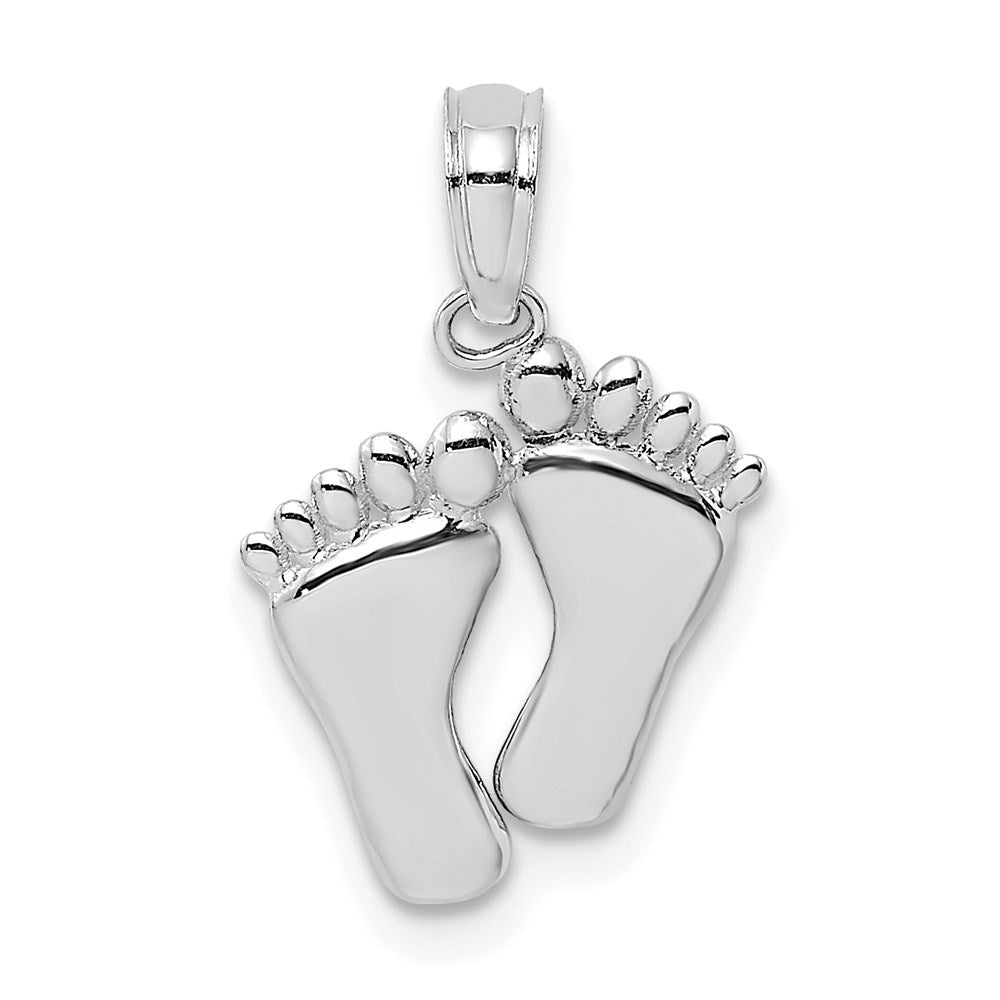 14k White Gold 12.46 mm Double Feet Hang Ten Style Charm (0.84 grams)