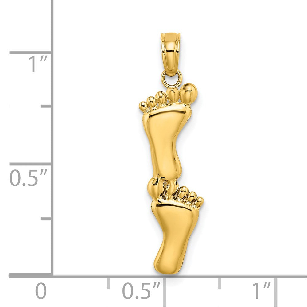 14k Yellow Gold 6.5 mm Polished Double Vertical Feet Charm (0.77 grams)