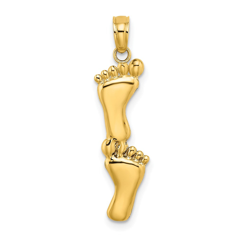 14k Yellow Gold 6.5 mm Polished Double Vertical Feet Charm (0.77 grams)