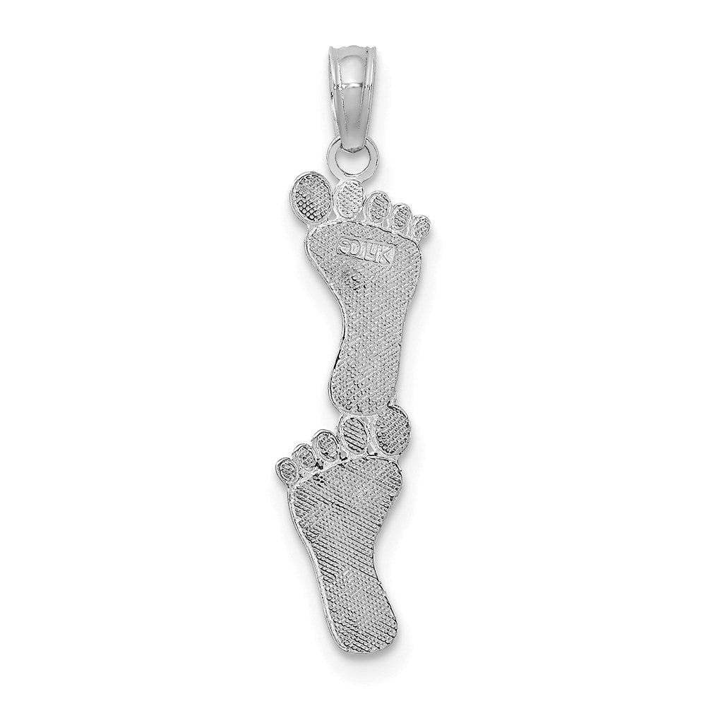 14k White Gold 6.5 mm Polished Double Vertical Feet Charm (0.72 grams)