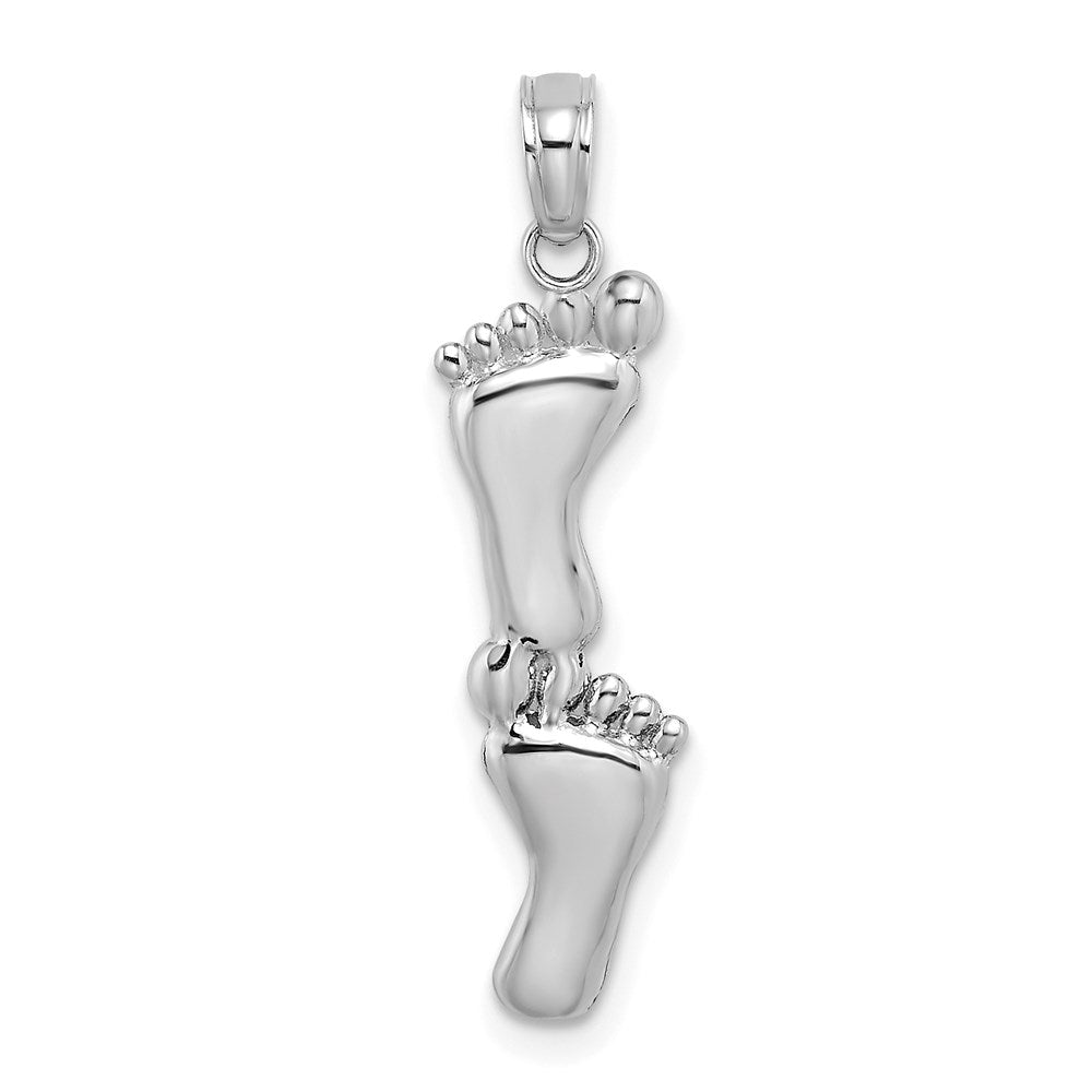 14k White Gold 6.5 mm Polished Double Vertical Feet Charm (0.72 grams)