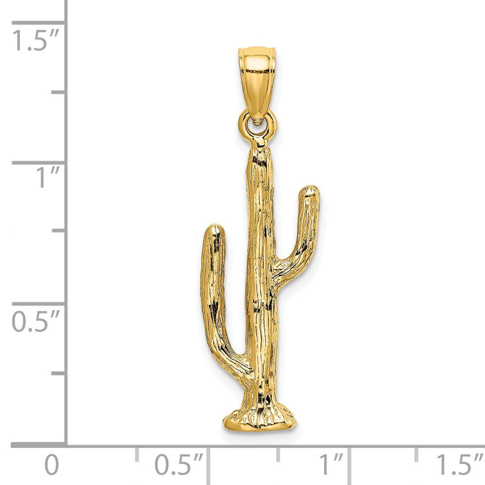 14k Yellow Gold 9.96 mm 3-D Saguaro Cactus Charm (3.21 grams)