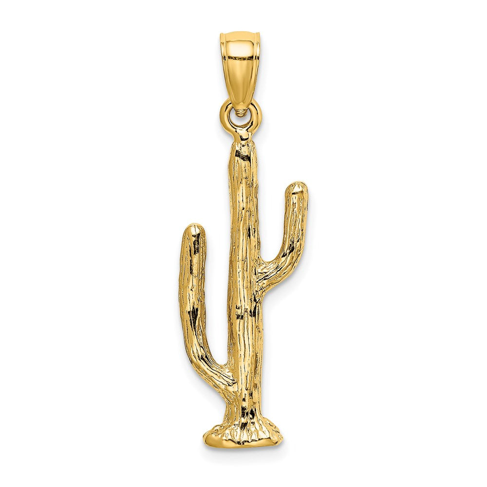 14k Yellow Gold 9.96 mm 3-D Saguaro Cactus Charm (3.21 grams)
