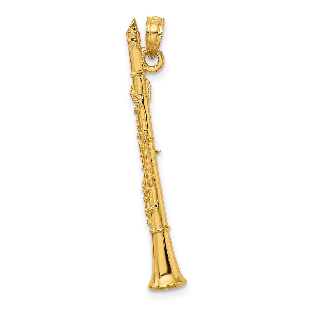 14k Yellow Gold 5.1 mm 3-D Clarinet Charm (2.1 grams)