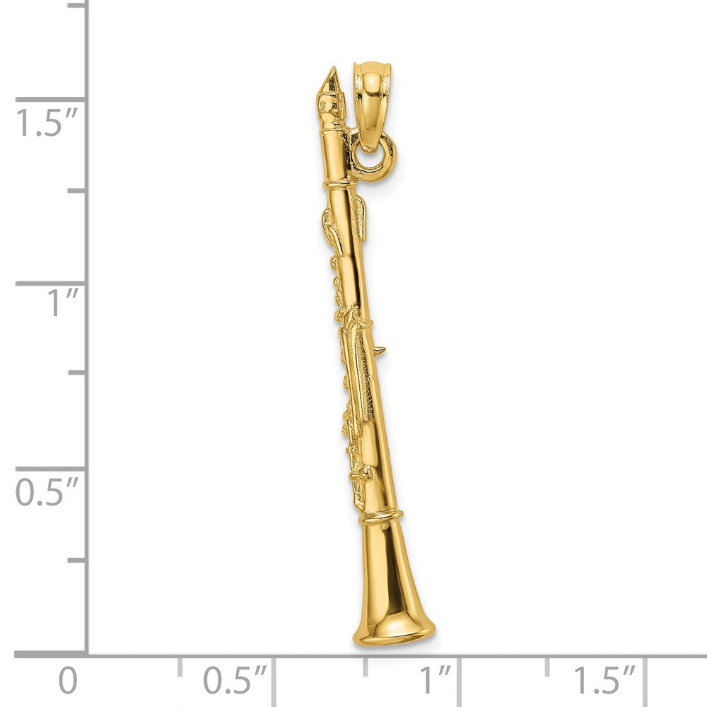 14k Yellow Gold 5.1 mm 3-D Clarinet Charm (2.1 grams)