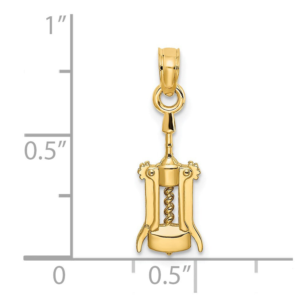 14k Yellow Gold 6.7 mm Wine Opener Charm (0.86 grams)