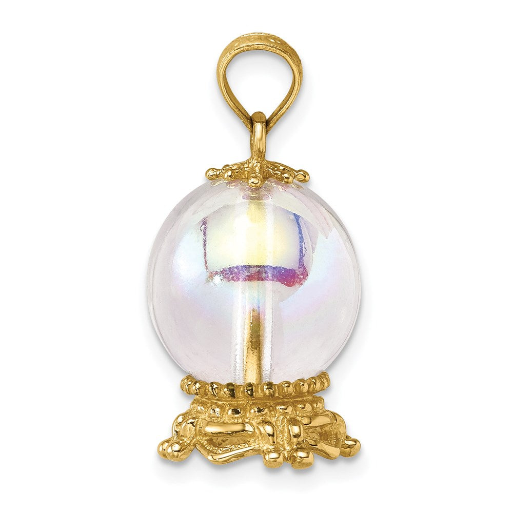 14k Yellow Gold 11.75 mm 3D Crystal Ball Charm (3.09 grams)