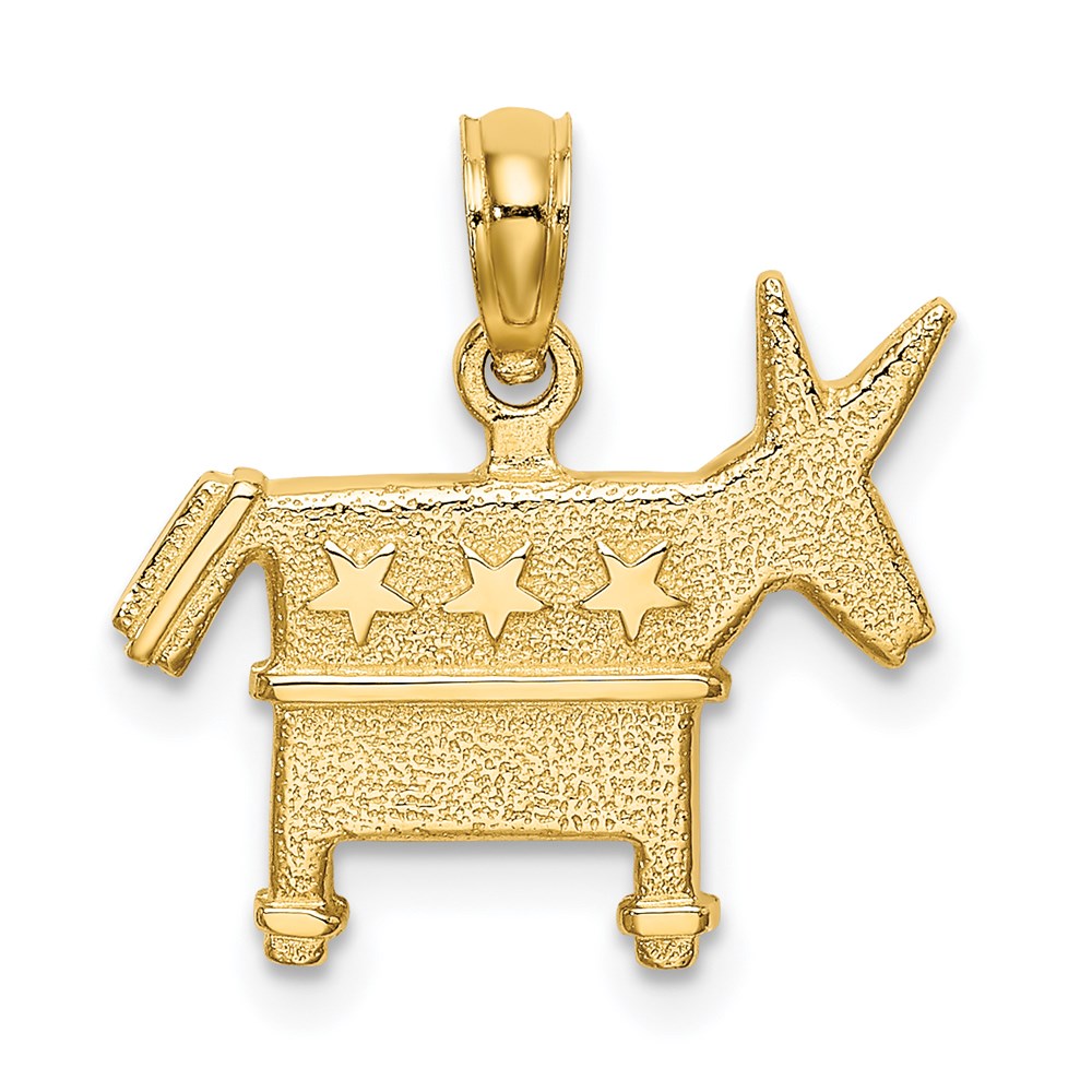 14k Yellow Gold 18.35 mm 3-D Textured Democratic Donkey Charm (2.41 grams)