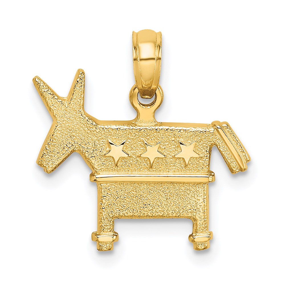 14k Yellow Gold 18.35 mm 3-D Textured Democratic Donkey Charm (2.41 grams)
