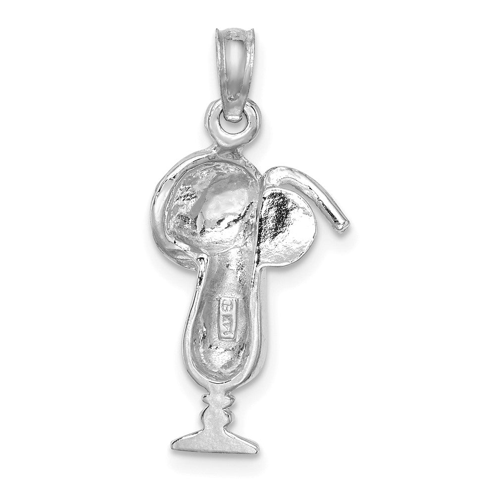 14k White Gold 11.65 mm Polished Tropical Drink Charm (1.63 grams)