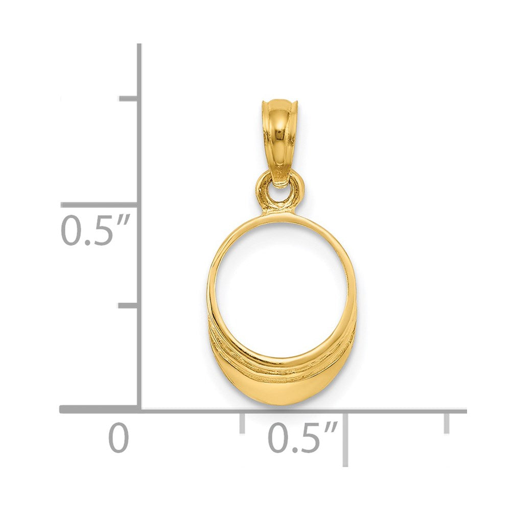 14k Yellow Gold 9.8 mm 3-D Polished Beach Bum Sun Visor Charm (0.85 grams)