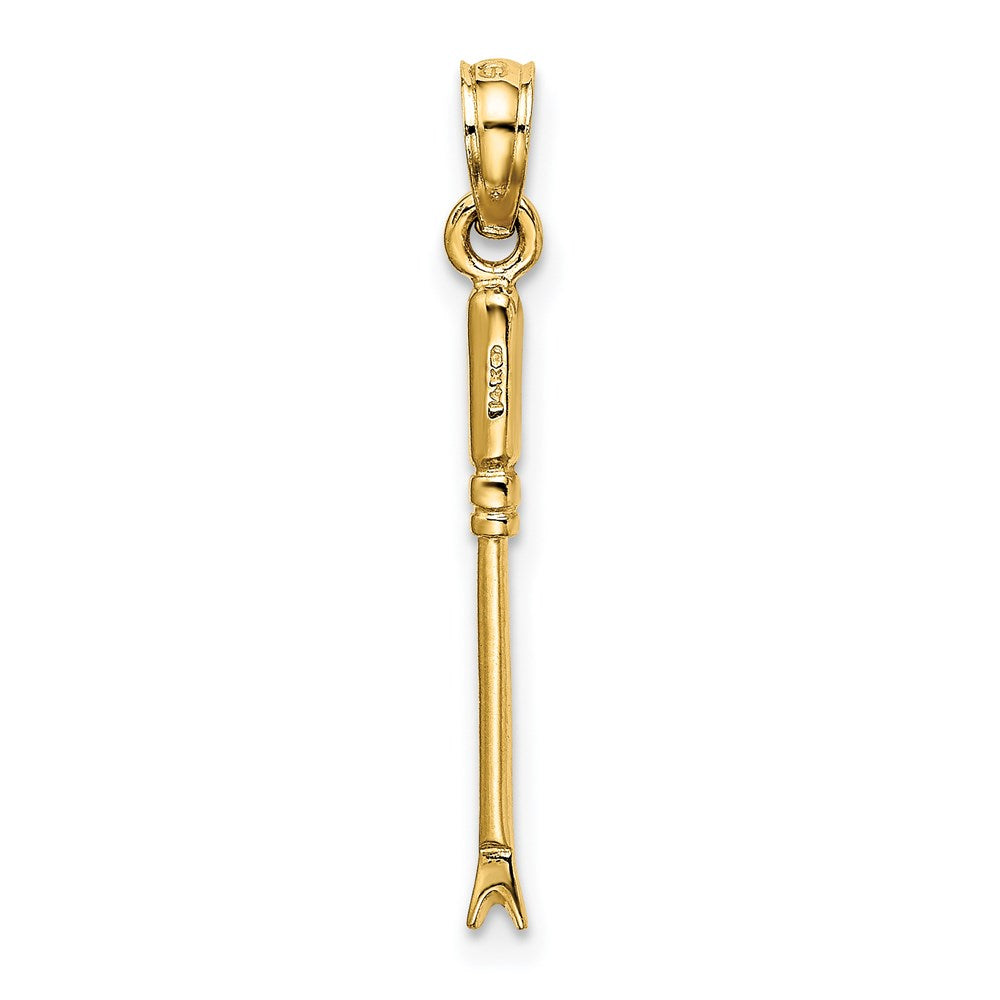 14k Yellow Gold 2 mm 3-D Weeding Garden Tool Charm (0.47 grams)