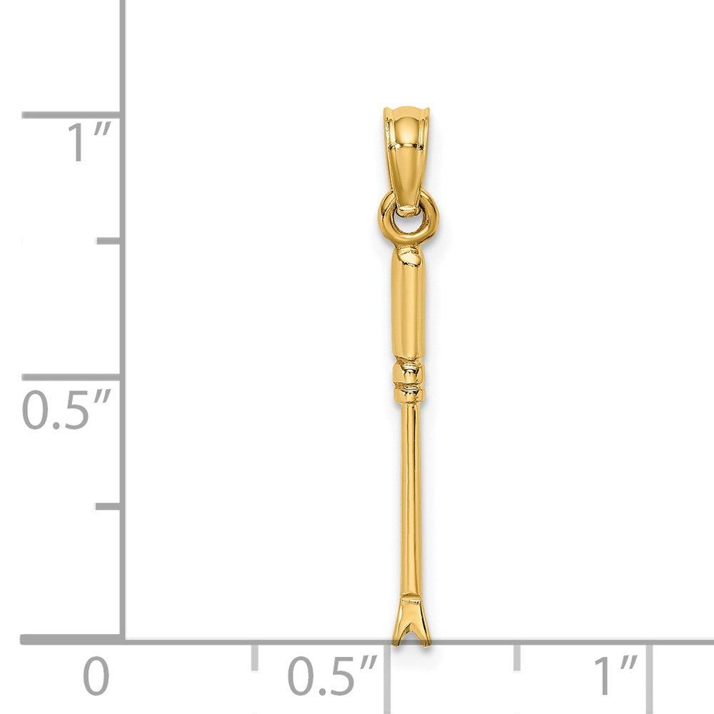 14k Yellow Gold 2 mm 3-D Weeding Garden Tool Charm (0.47 grams)