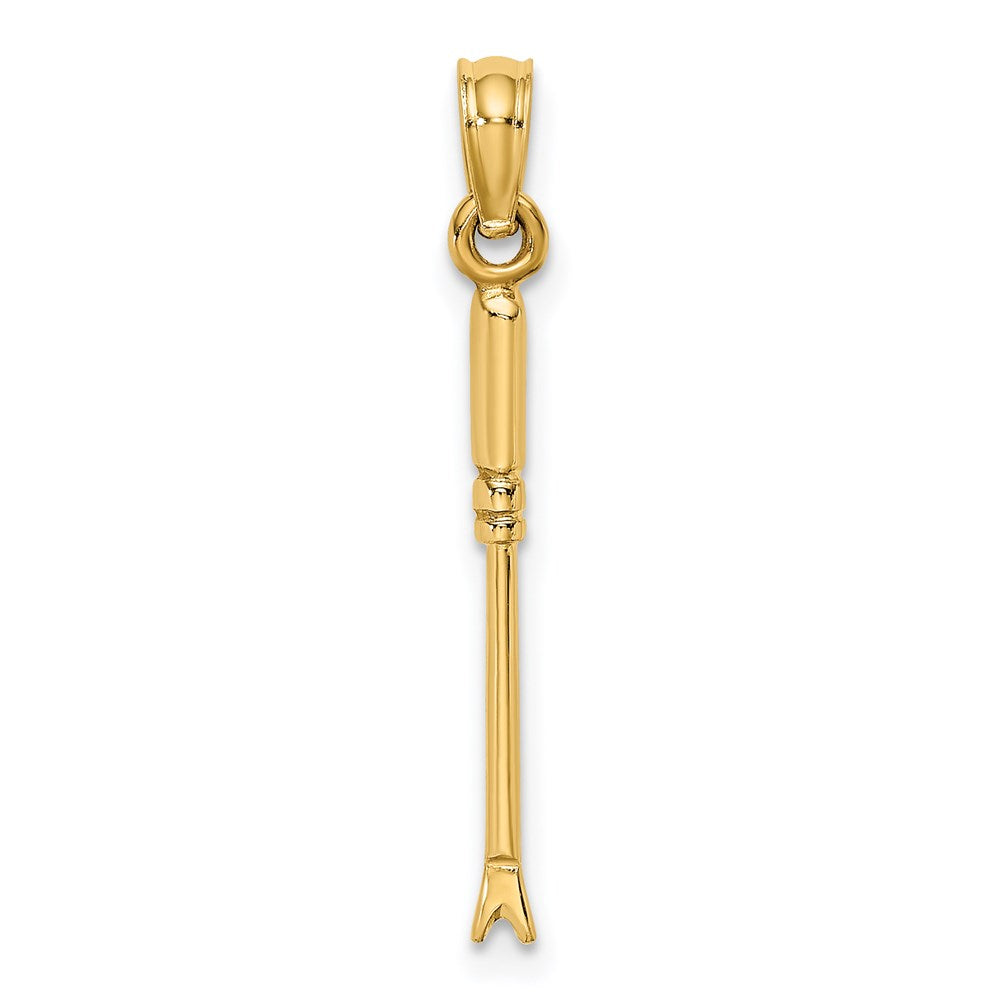 14k Yellow Gold 2 mm 3-D Weeding Garden Tool Charm (0.47 grams)