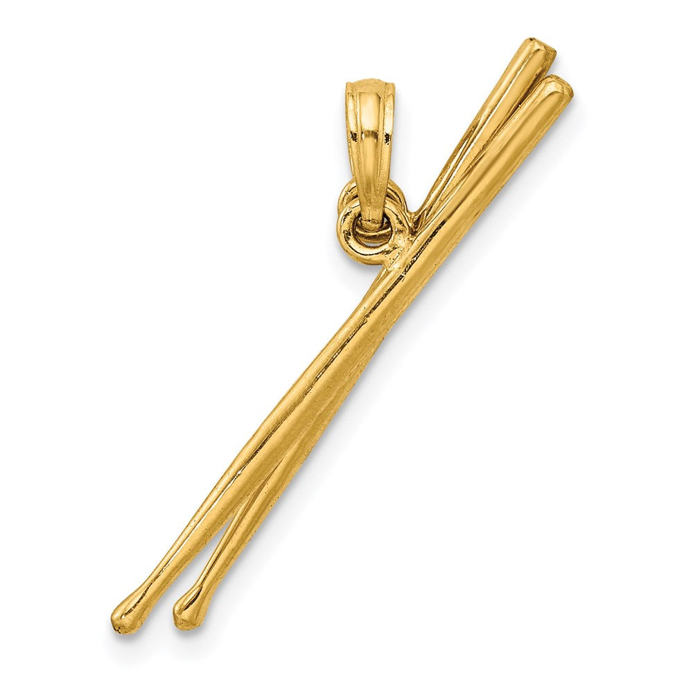 14k Yellow Gold 30.9 mm 3-D Moveable Drum Sticks Charm (1.68 grams)