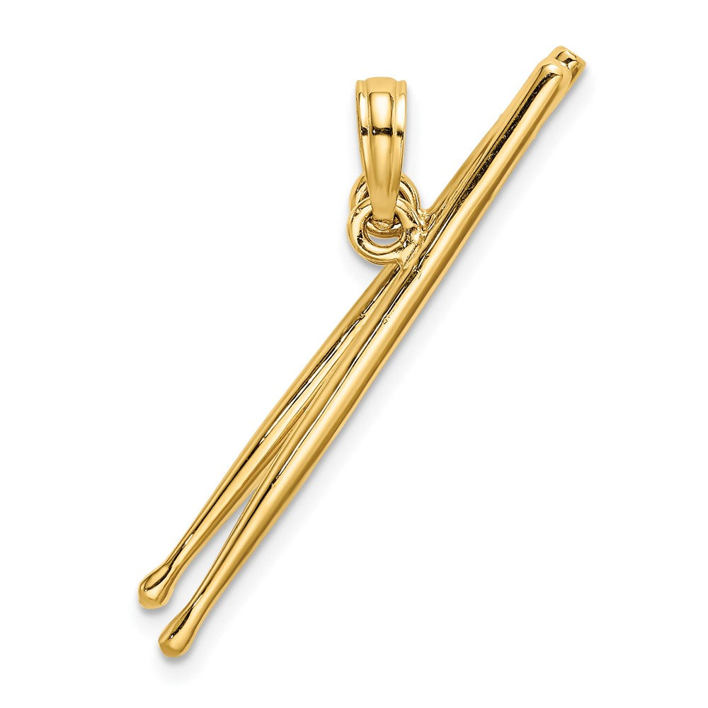 14k Yellow Gold 30.9 mm 3-D Moveable Drum Sticks Charm (1.68 grams)