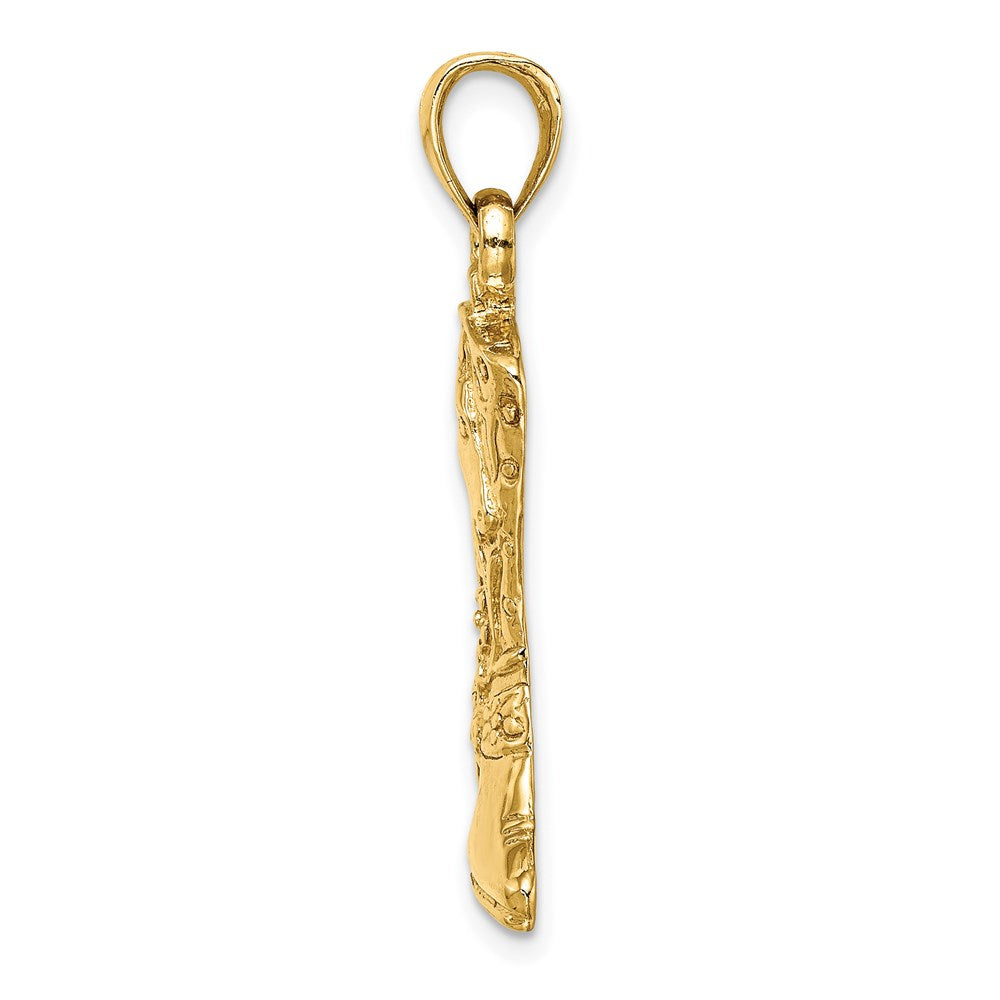14k Yellow Gold 20.4 mm Cowboy Boot with Spur Charm (3.65 grams)