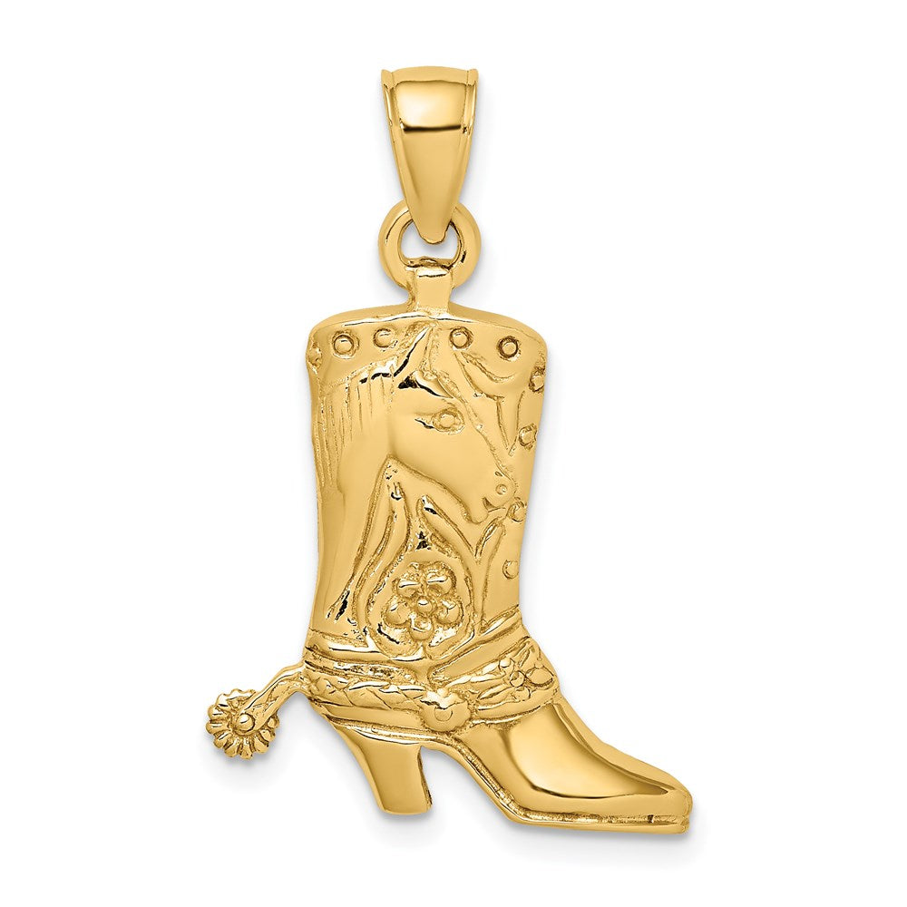 14k Yellow Gold 20.4 mm Cowboy Boot with Spur Charm (3.65 grams)