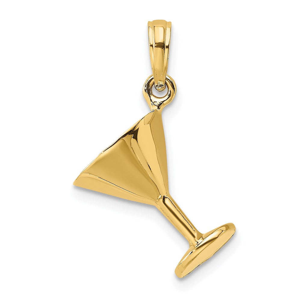 14k Yellow Gold 10.2 mm 3-D Polished Martini Glass Charm (1.89 grams)
