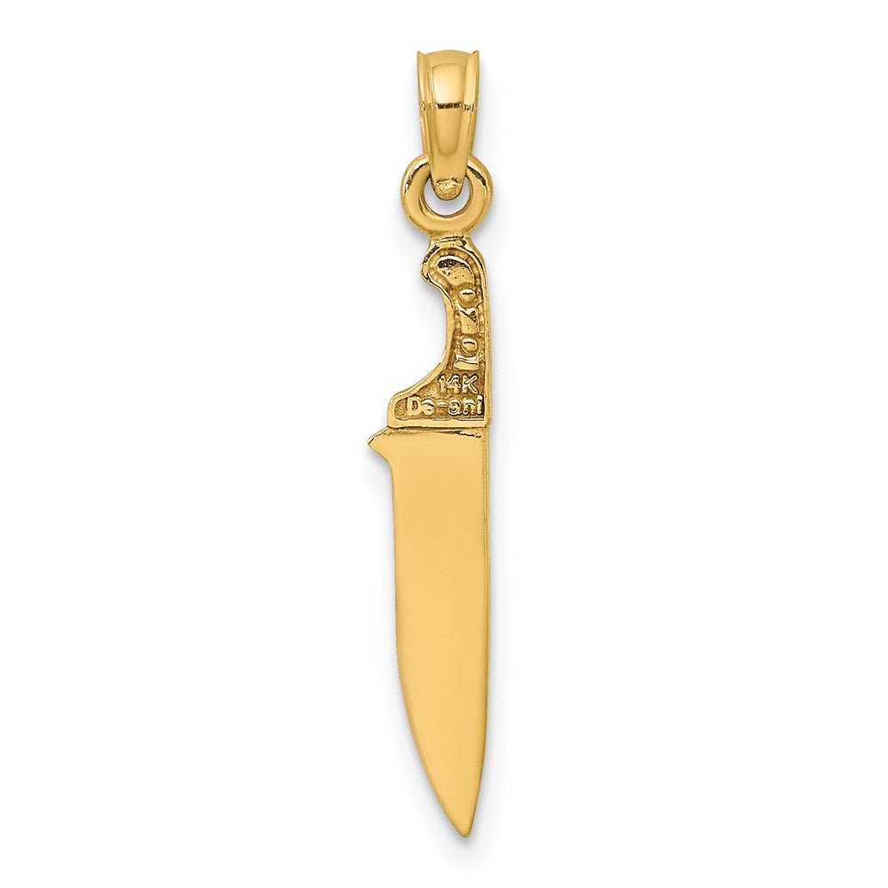 14k Yellow Gold 4.25 mm 3-D Polished Butcher Knife Charm (0.62 grams)
