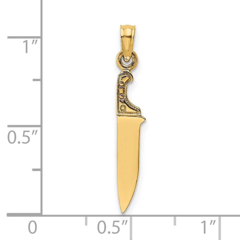 14k Yellow Gold 4.25 mm 3-D Polished Butcher Knife Charm (0.62 grams)