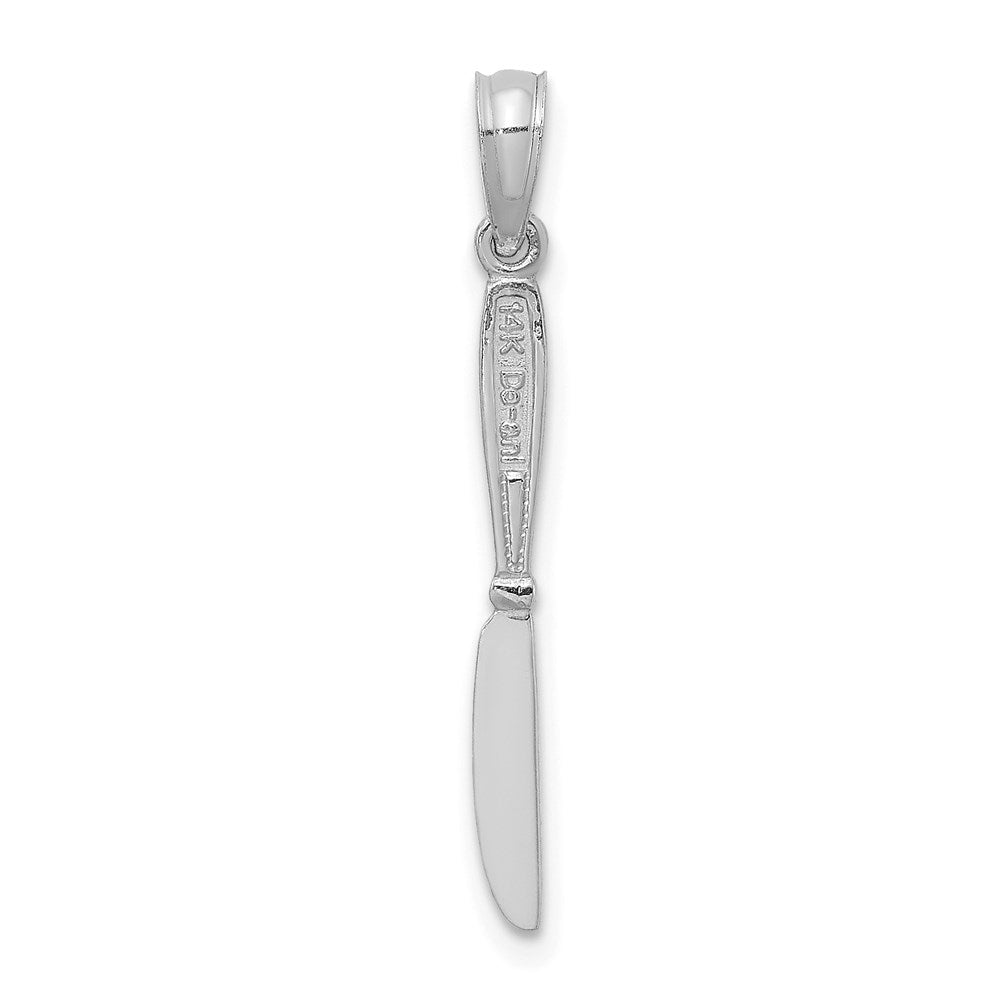 14k White Gold 2.25 mm 3-D Polished Table Knife Charm (0.44 grams)