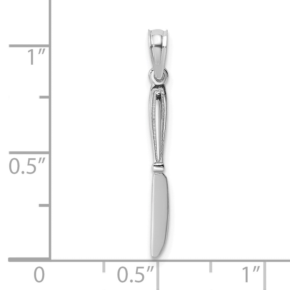 14k White Gold 2.25 mm 3-D Polished Table Knife Charm (0.44 grams)
