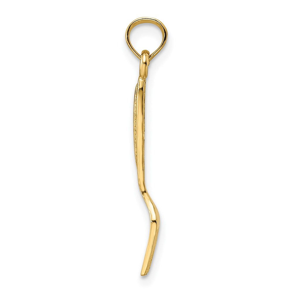 14k Yellow Gold 3.7 mm 3-D and Polished Table Fork Charm (0.61 grams)