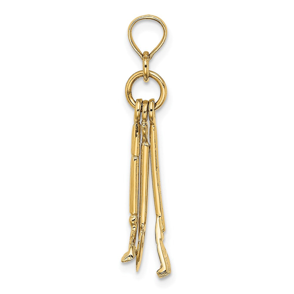 14k Yellow Gold 8.9 mm 3-D Moveable Garden Tool Collection Charm (1.36 grams)