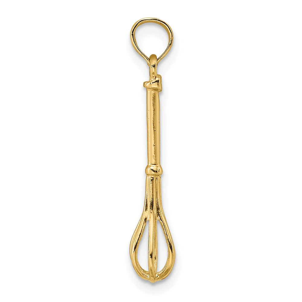 14k Yellow Gold 4.6 mm 3-D Polished Whisk Charm (0.77 grams)