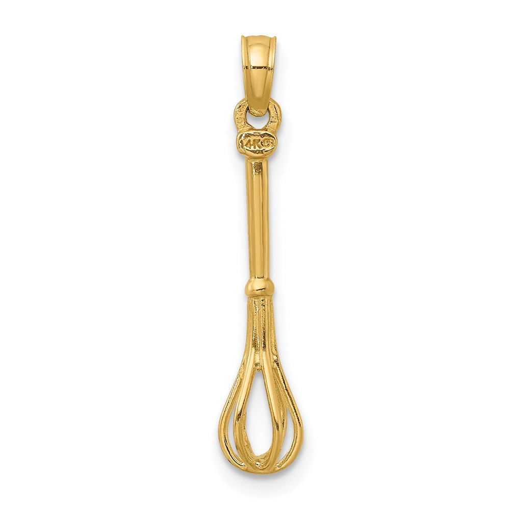 14k Yellow Gold 4.6 mm 3-D Polished Whisk Charm (0.77 grams)