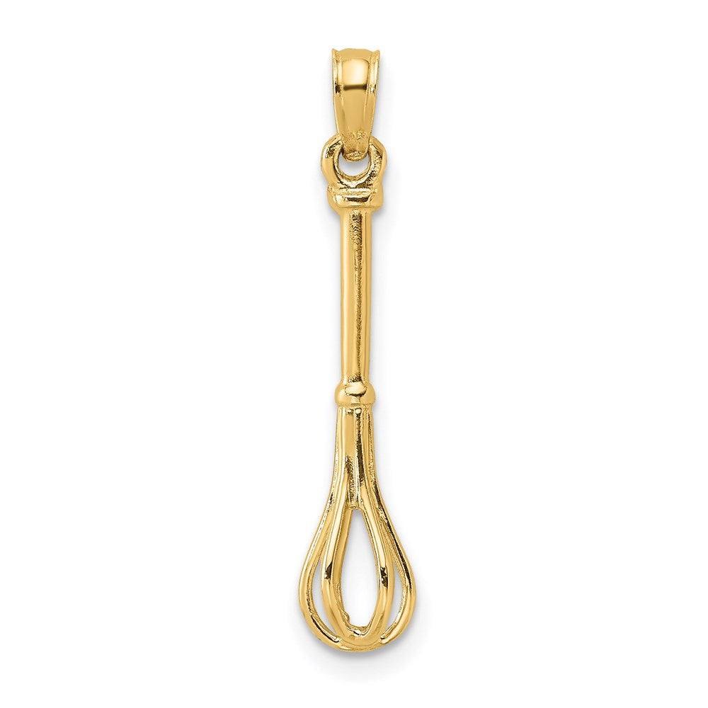 14k Yellow Gold 4.6 mm 3-D Polished Whisk Charm (0.77 grams)