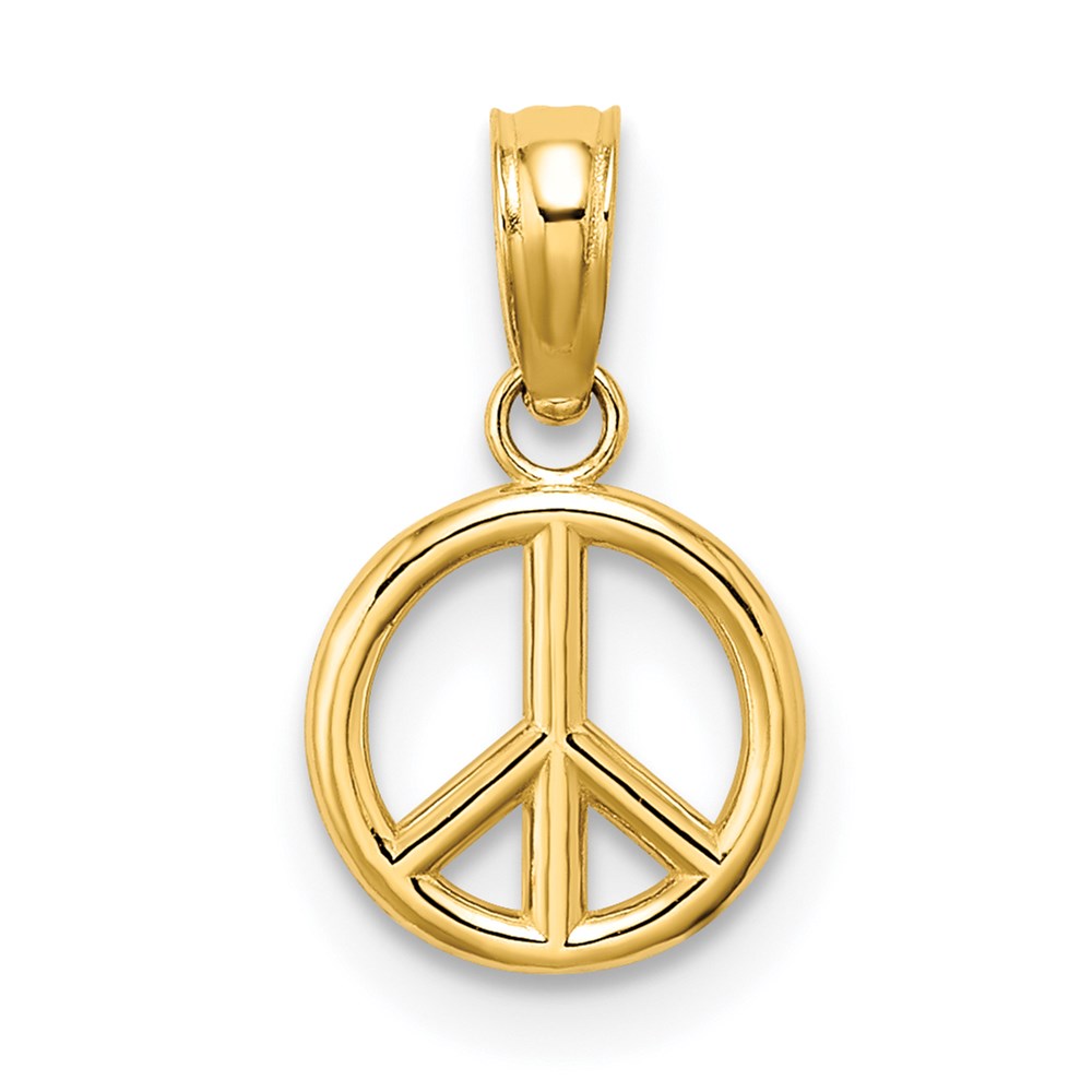 14k Yellow Gold 8.1 mm 3-D Peace Symbol Charm (0.55 grams)