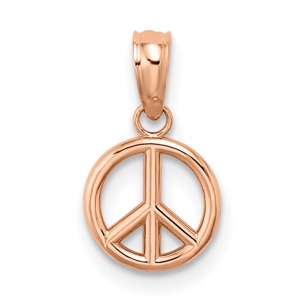 14k Rose Gold 8.1 mm Rose Gold 3-D Peace Symbol Charm (0.55 grams)