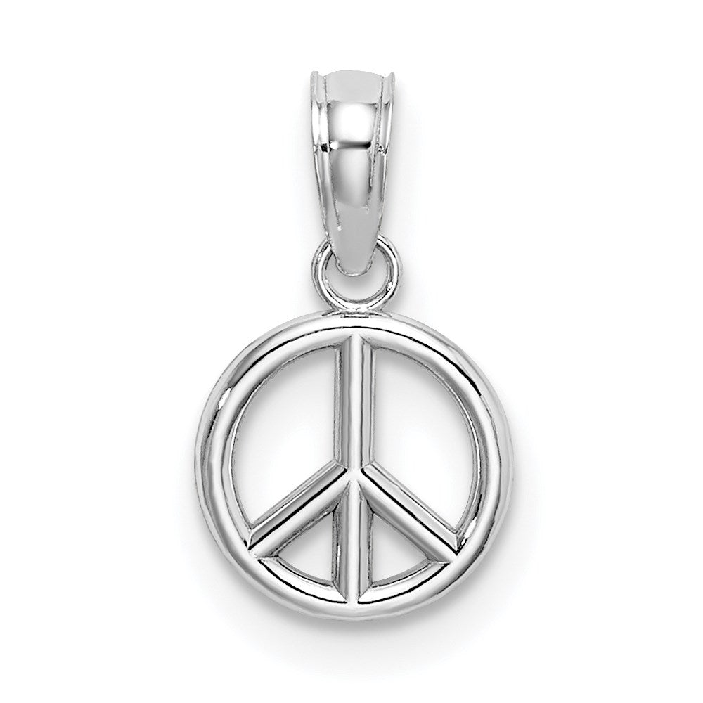 14k White Gold 8 mm 3-D Peace Symbol Charm (0.53 grams)